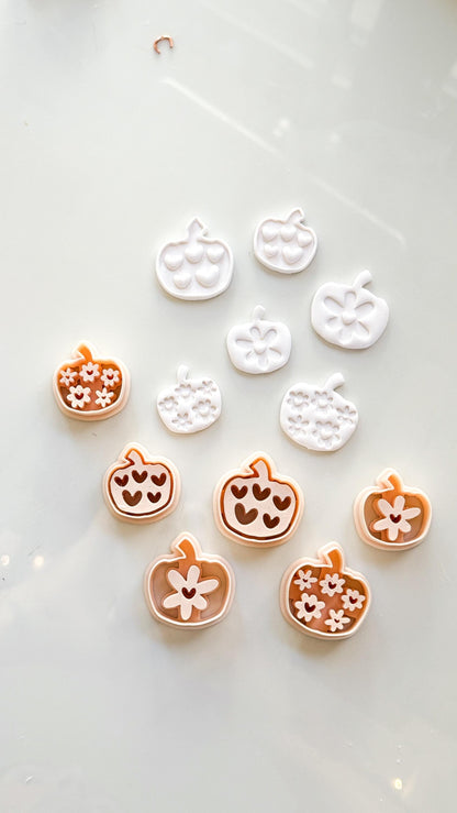 Pretty Pumpkins Cutter Set: Floral and Heart Pumpkin Shapes for Polymer Clay