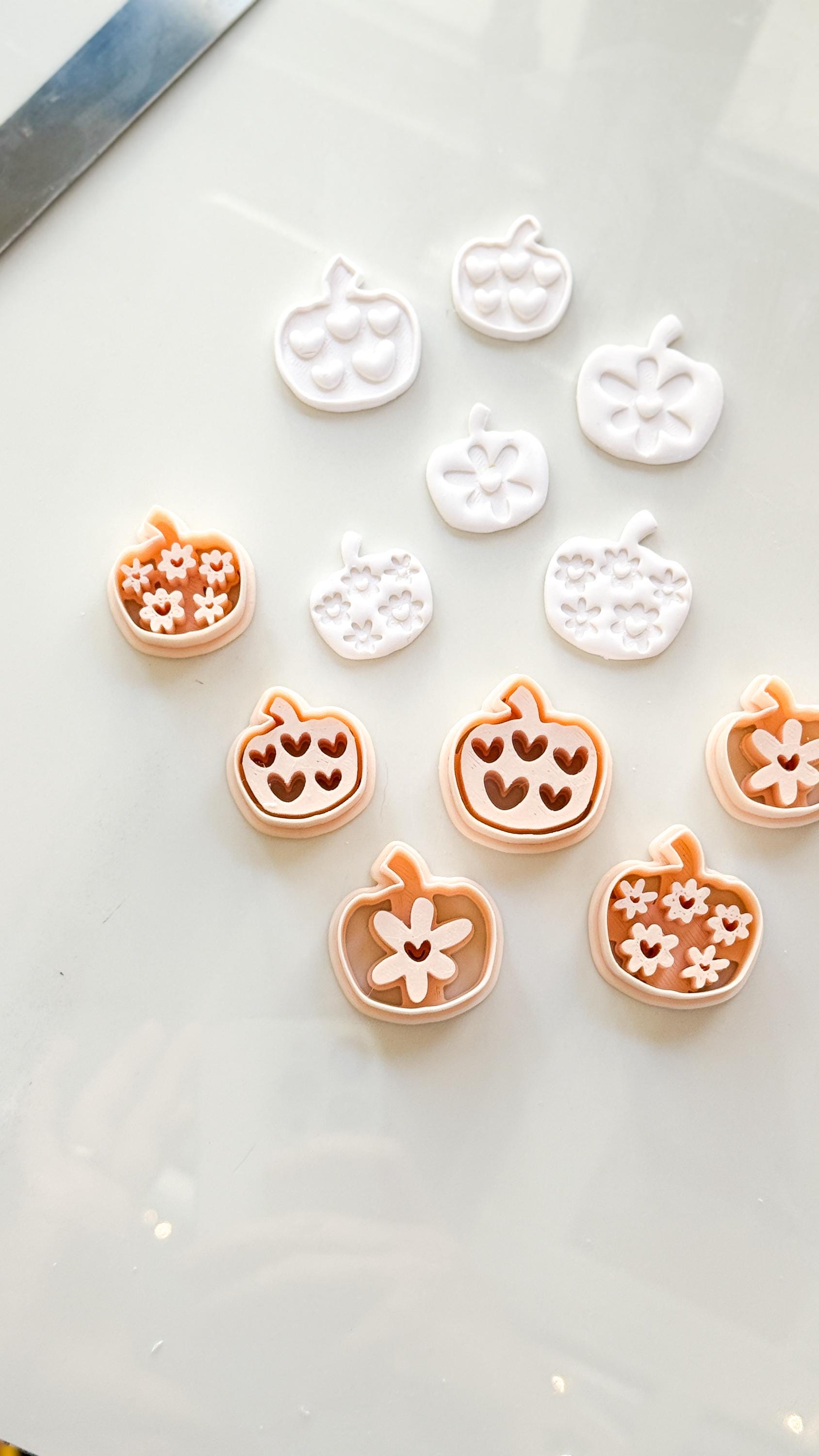 Pretty Pumpkins Cutter Set: Floral and Heart Pumpkin Shapes for Polymer Clay