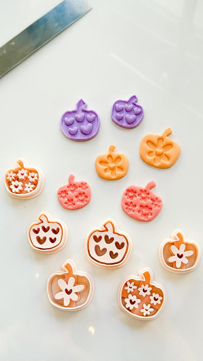Pretty Pumpkins Cutter Set: Floral and Heart Pumpkin Shapes for Polymer Clay
