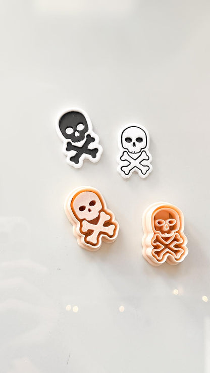 Skull and Bones Cutter Set: Crossbones Halloween Shapes for Polymer Clay
