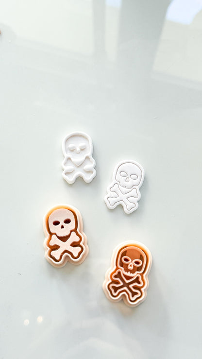 Skull and Bones Cutter Set: Crossbones Halloween Shapes for Polymer Clay