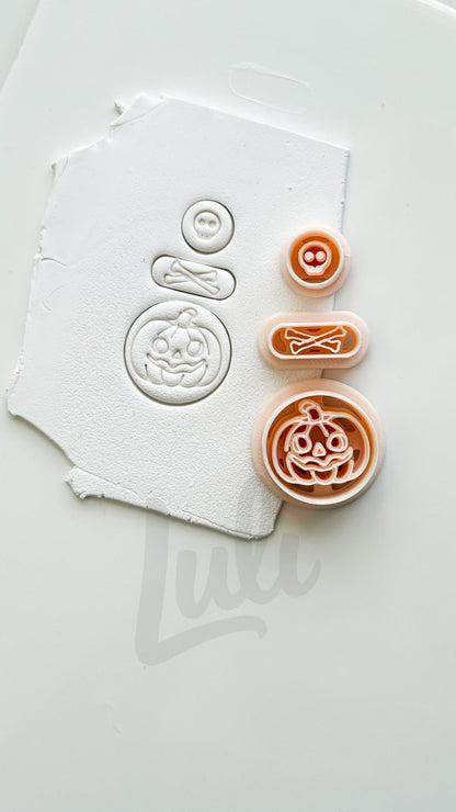 Pumpkin Skull Dangle Cutter: Jack O Lantern Bone Drop for Polymer Clay