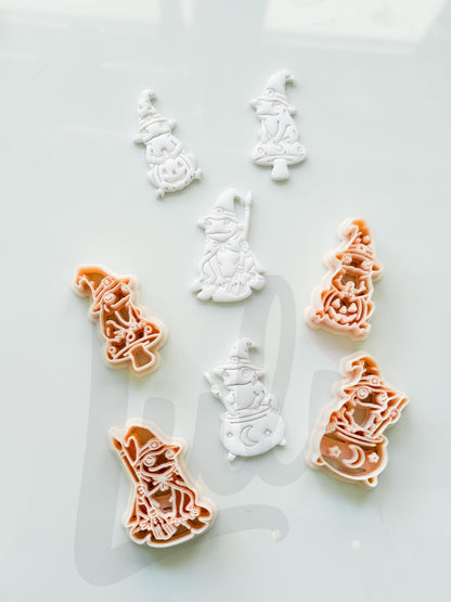 Whimsy Halloween Frogs Cutters: Witchy Frog Designs for Polymer Clay