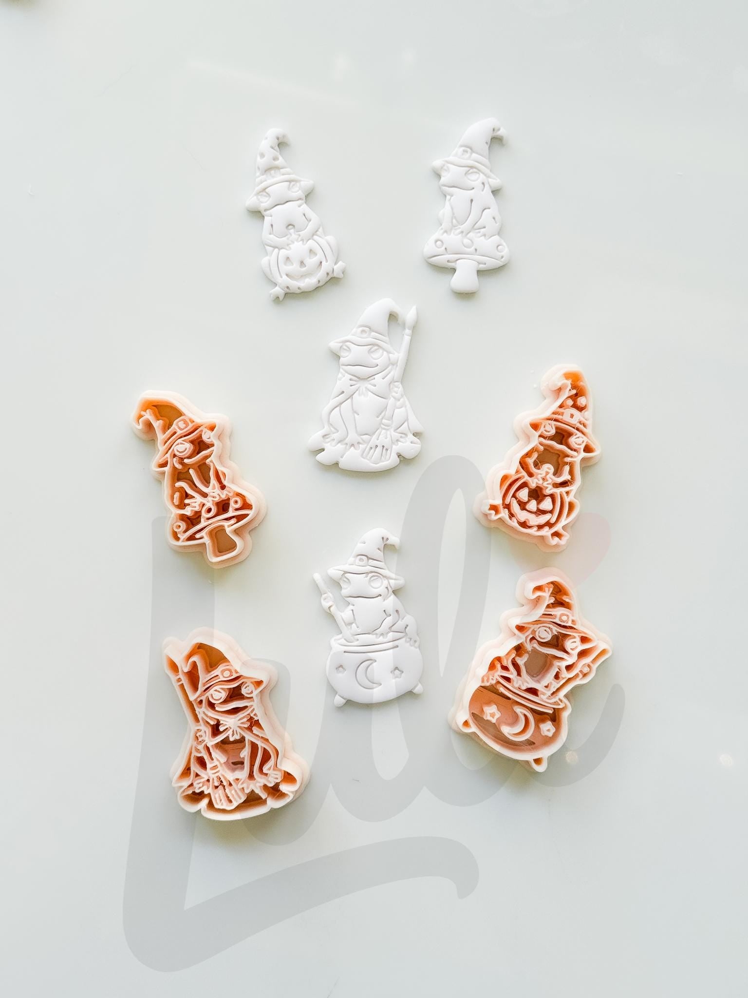 Whimsy Halloween Frogs Cutters: Witchy Frog Designs for Polymer Clay