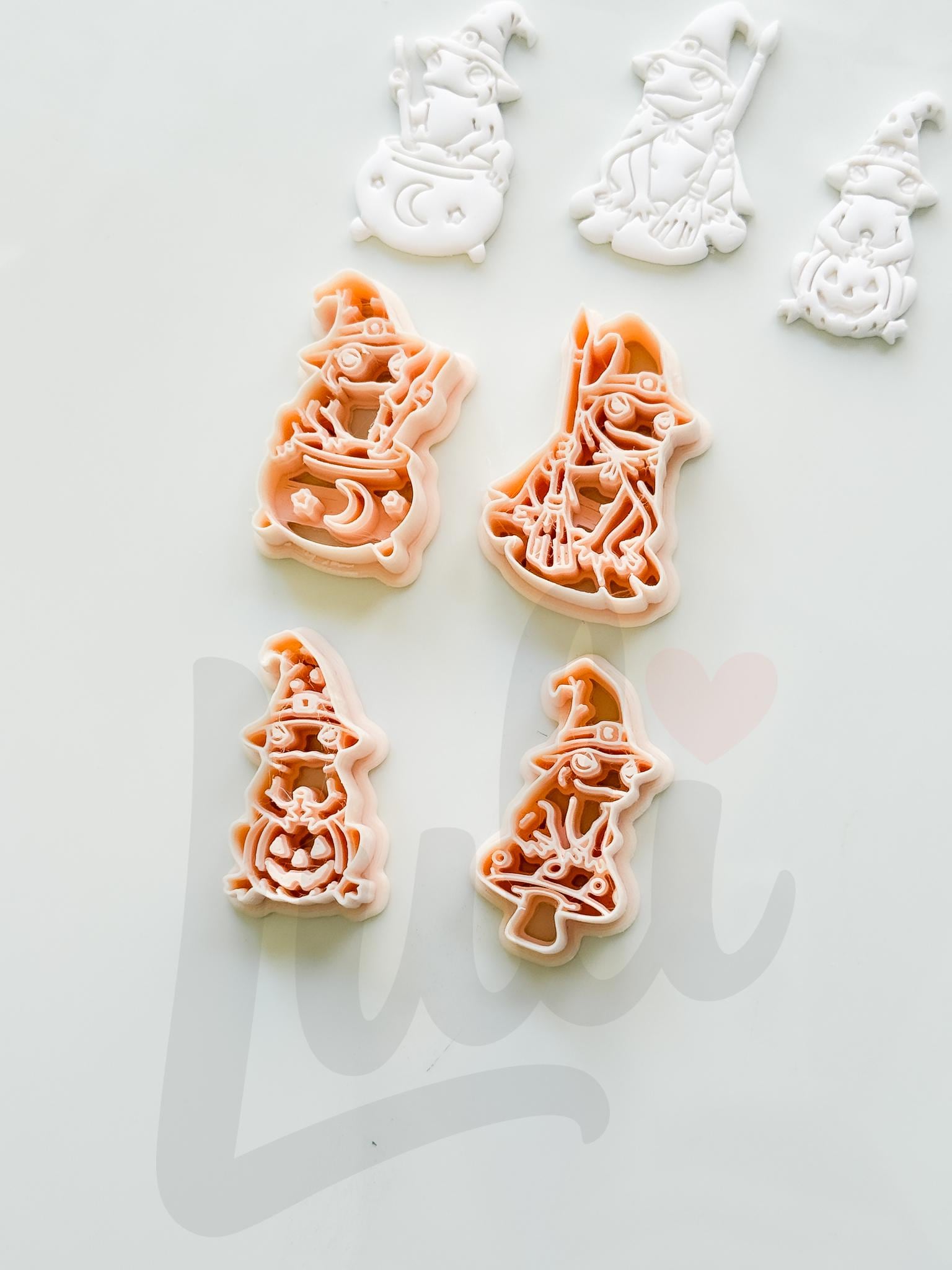 Whimsy Halloween Frogs Cutters: Witchy Frog Designs for Polymer Clay