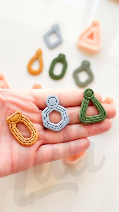 Modern Essentials Cutters: Geometric Dangle Shapes for Polymer Clay