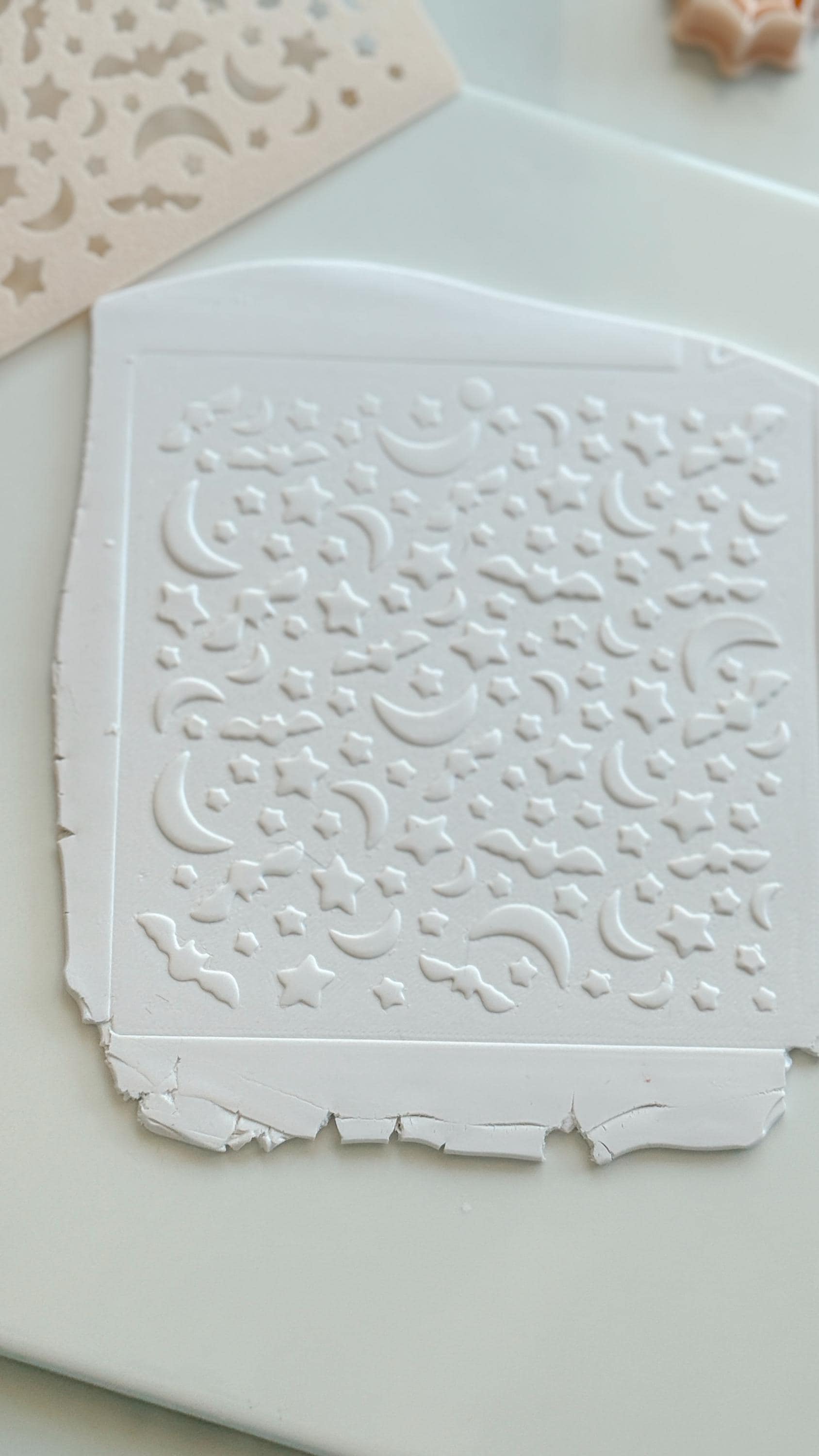 Bat & Stars Stencil: Moon, Star and Flying Bat Pattern for Polymer Clay