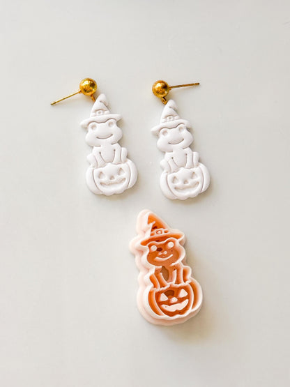 Witch Frog Cutter: Pumpkin Halloween Character for Polymer Clay