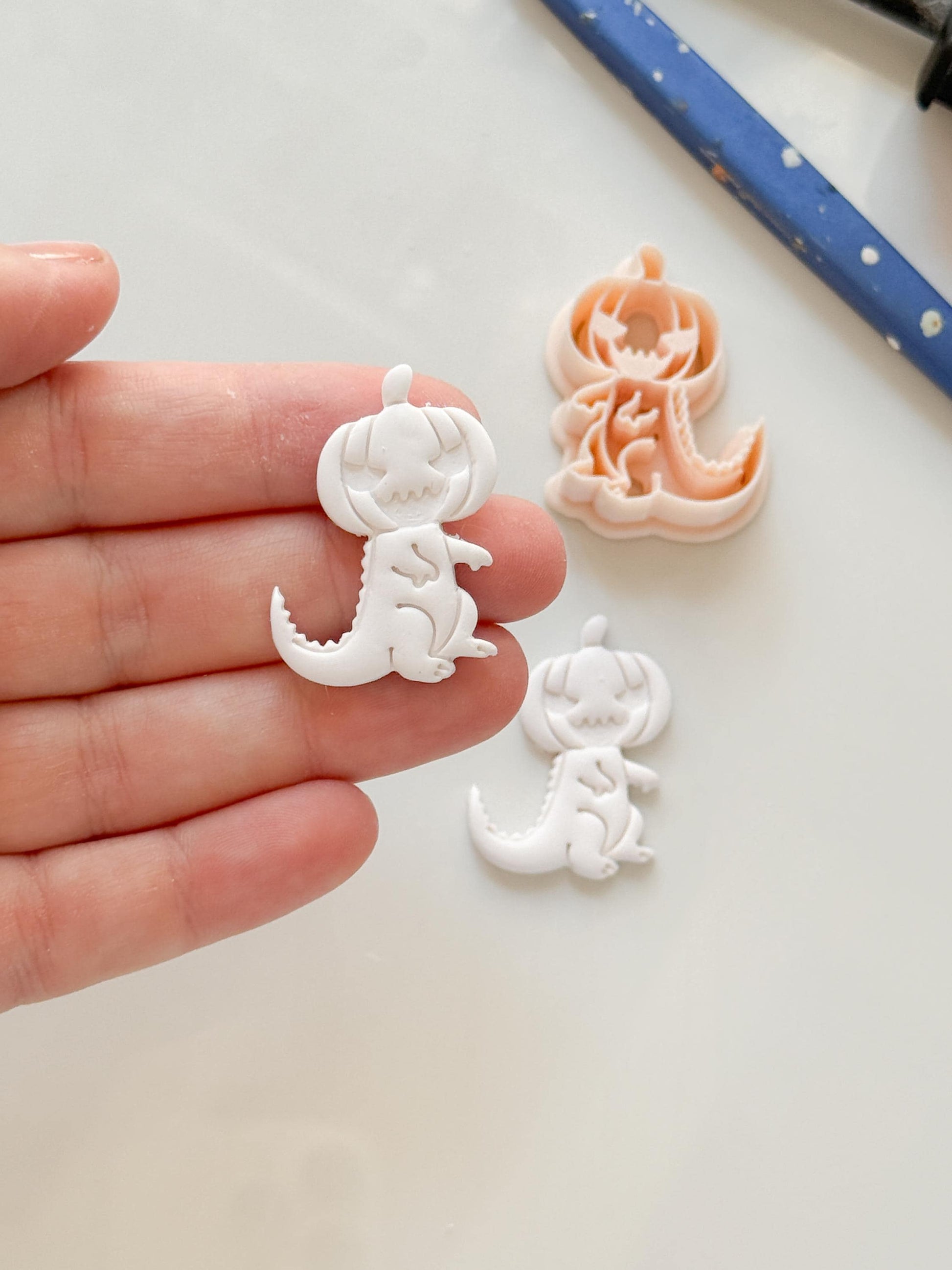 Pumpkin Head Dinosaur Cutter: Halloween T-Rex Character for Polymer Clay