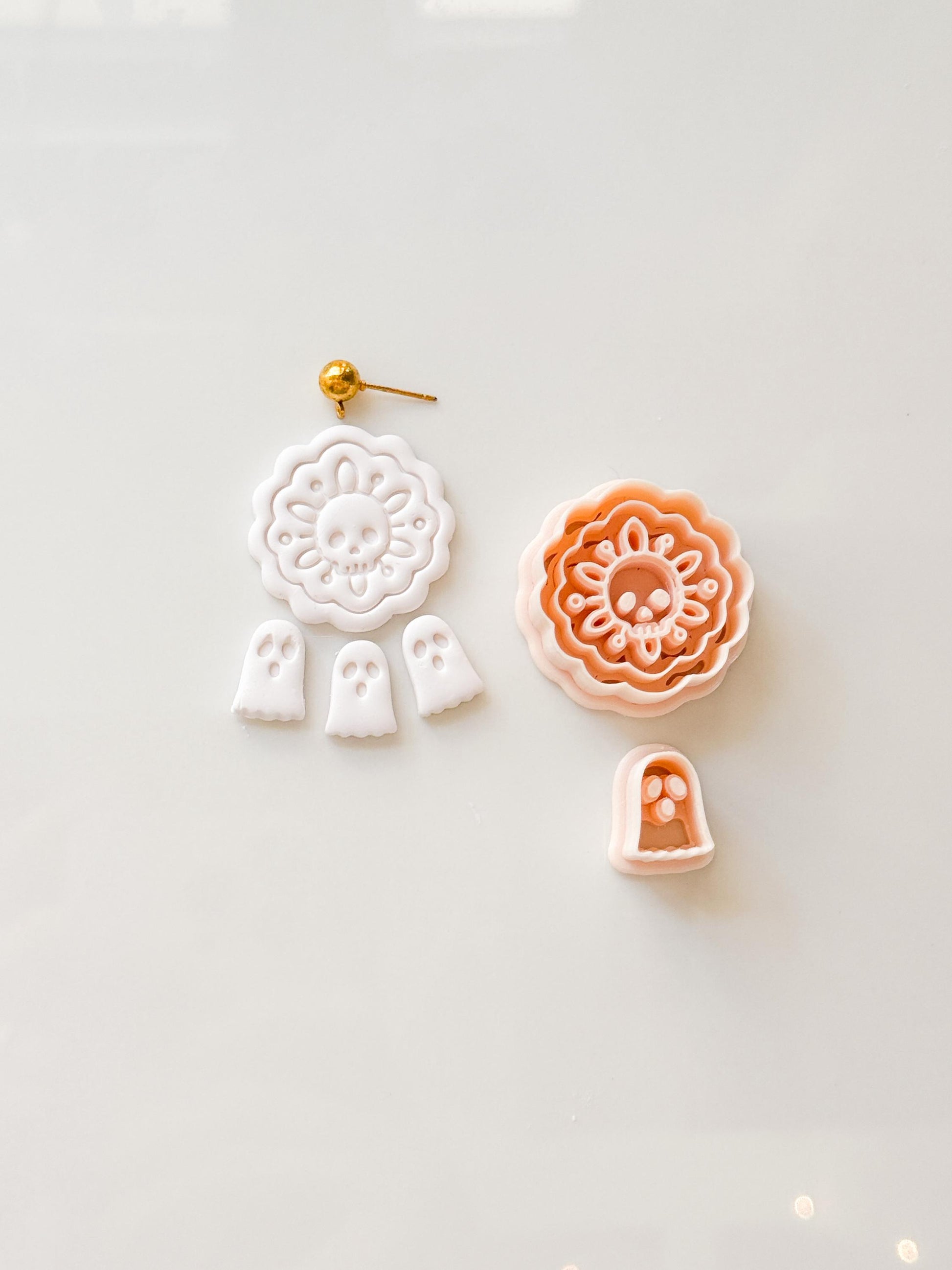 Ghost & Skull Doily Cutter: Lace Halloween Dangle for Polymer Clay