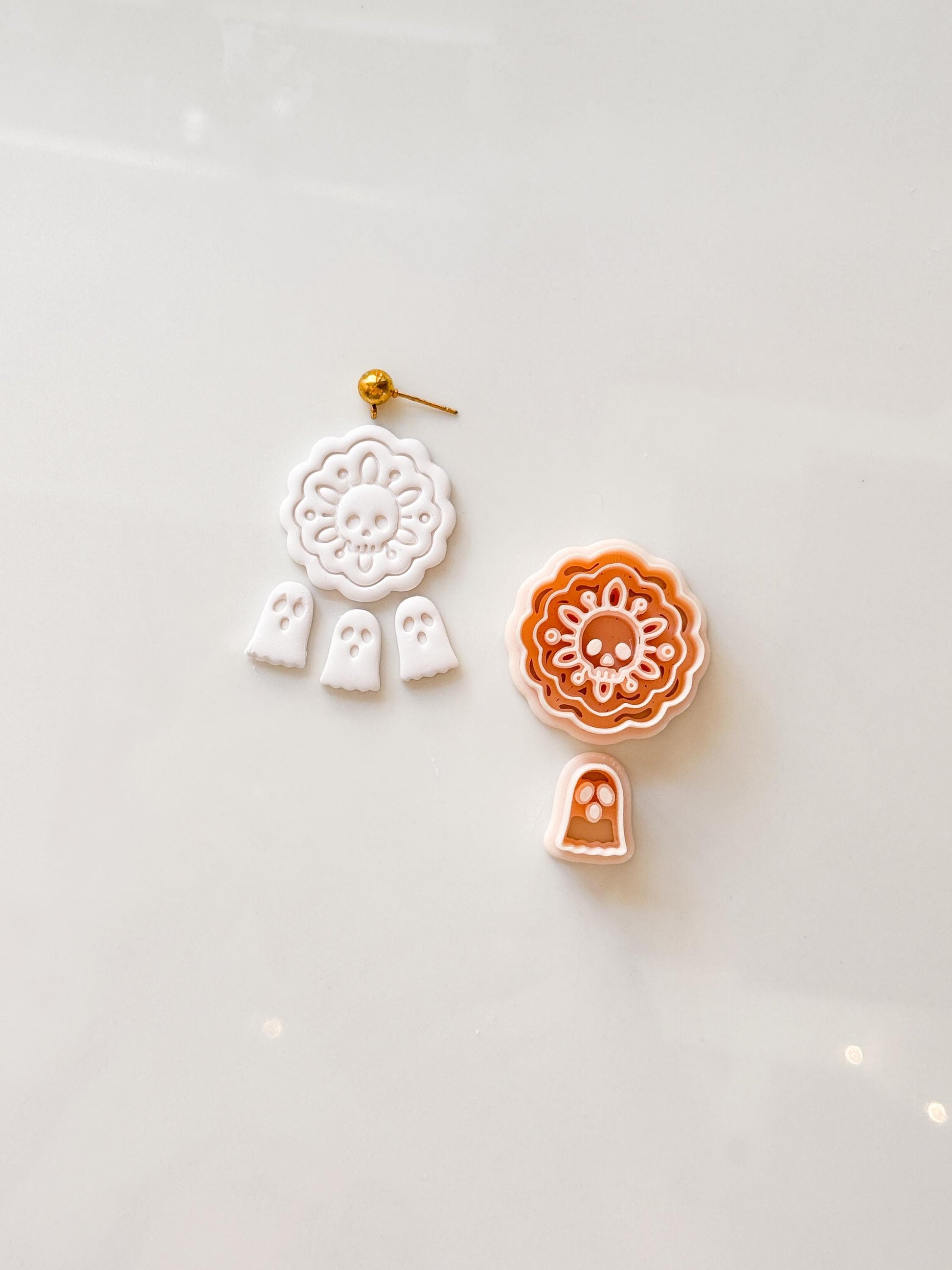 Ghost & Skull Doily Cutter: Lace Halloween Dangle for Polymer Clay
