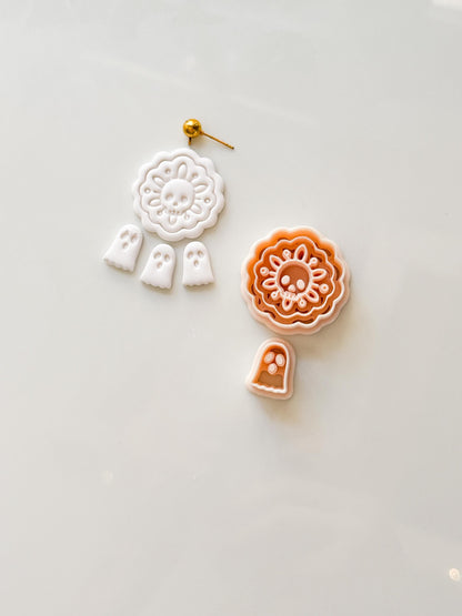 Ghost & Skull Doily Cutter: Lace Halloween Dangle for Polymer Clay