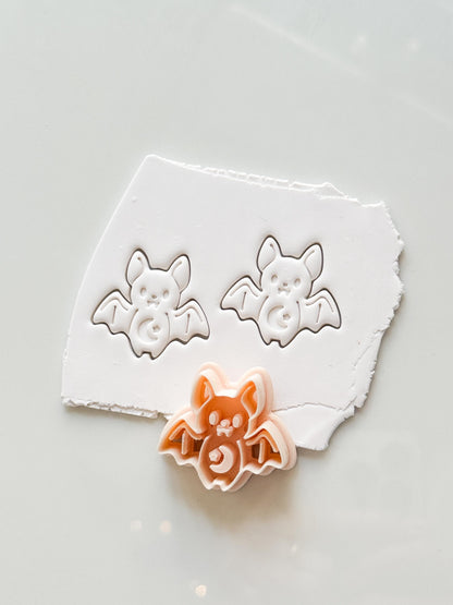 Cute Bat Cutter: Kawaii Moon Halloween Shape for Polymer Clay