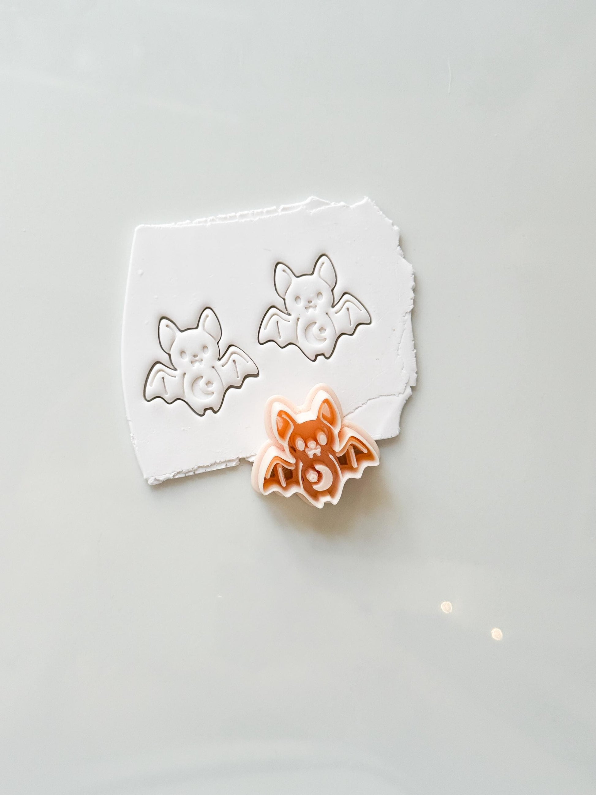 Cute Bat Cutter: Kawaii Moon Halloween Shape for Polymer Clay