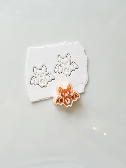 Cute Bat Cutter: Kawaii Moon Halloween Shape for Polymer Clay