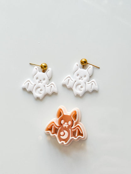 Cute Bat Cutter: Kawaii Moon Halloween Shape for Polymer Clay