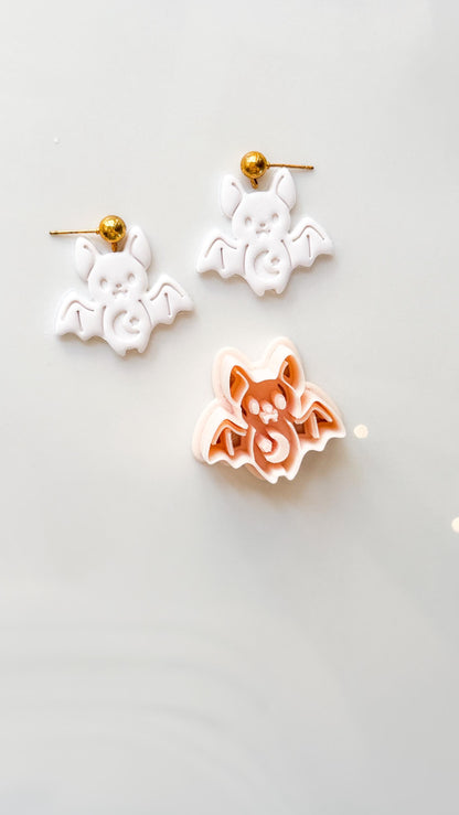 Cute Bat Cutter: Kawaii Moon Halloween Shape for Polymer Clay