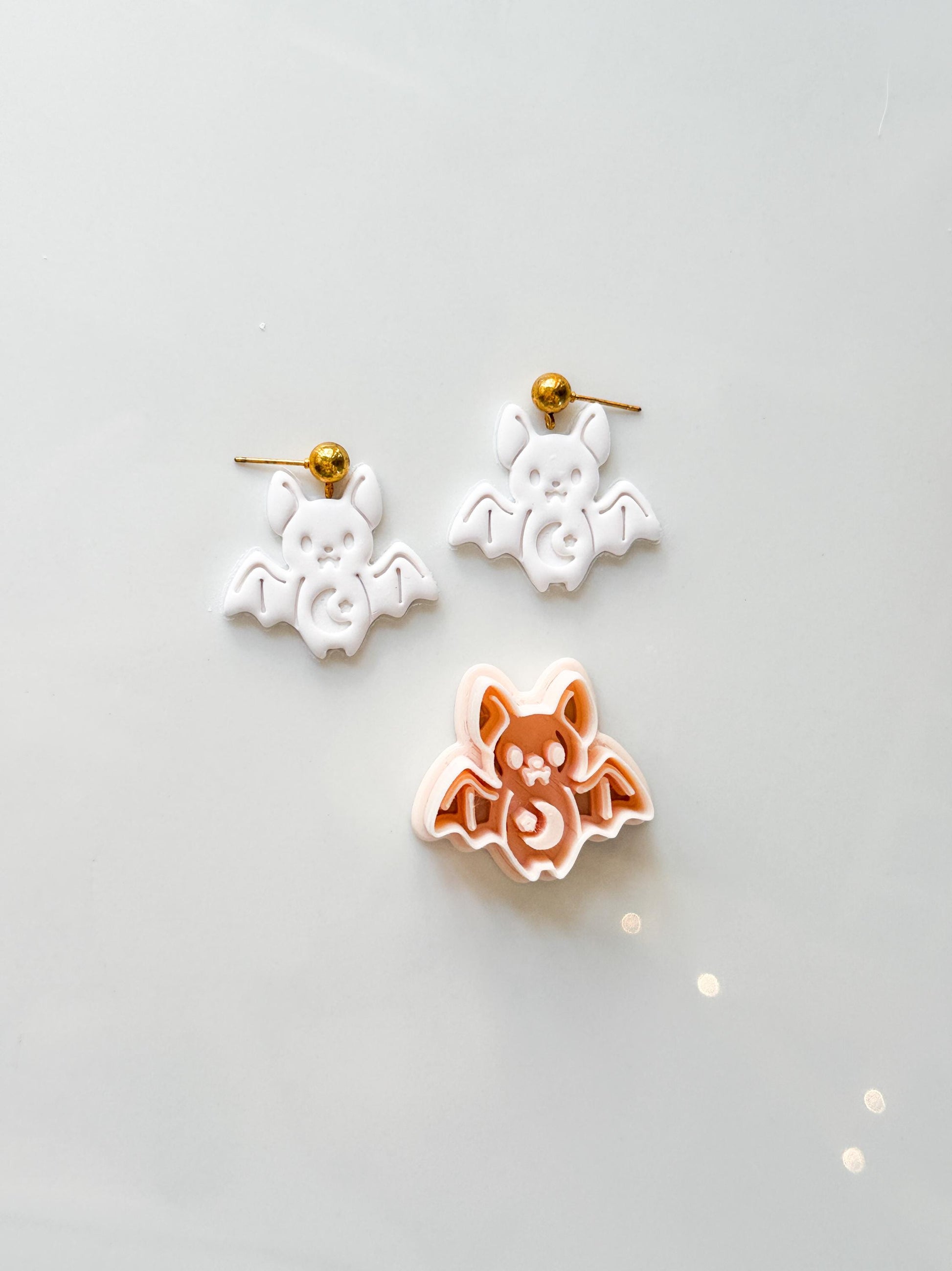 Cute Bat Cutter: Kawaii Moon Halloween Shape for Polymer Clay