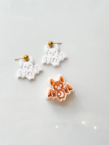 Cute Bat Cutter: Kawaii Moon Halloween Shape for Polymer Clay