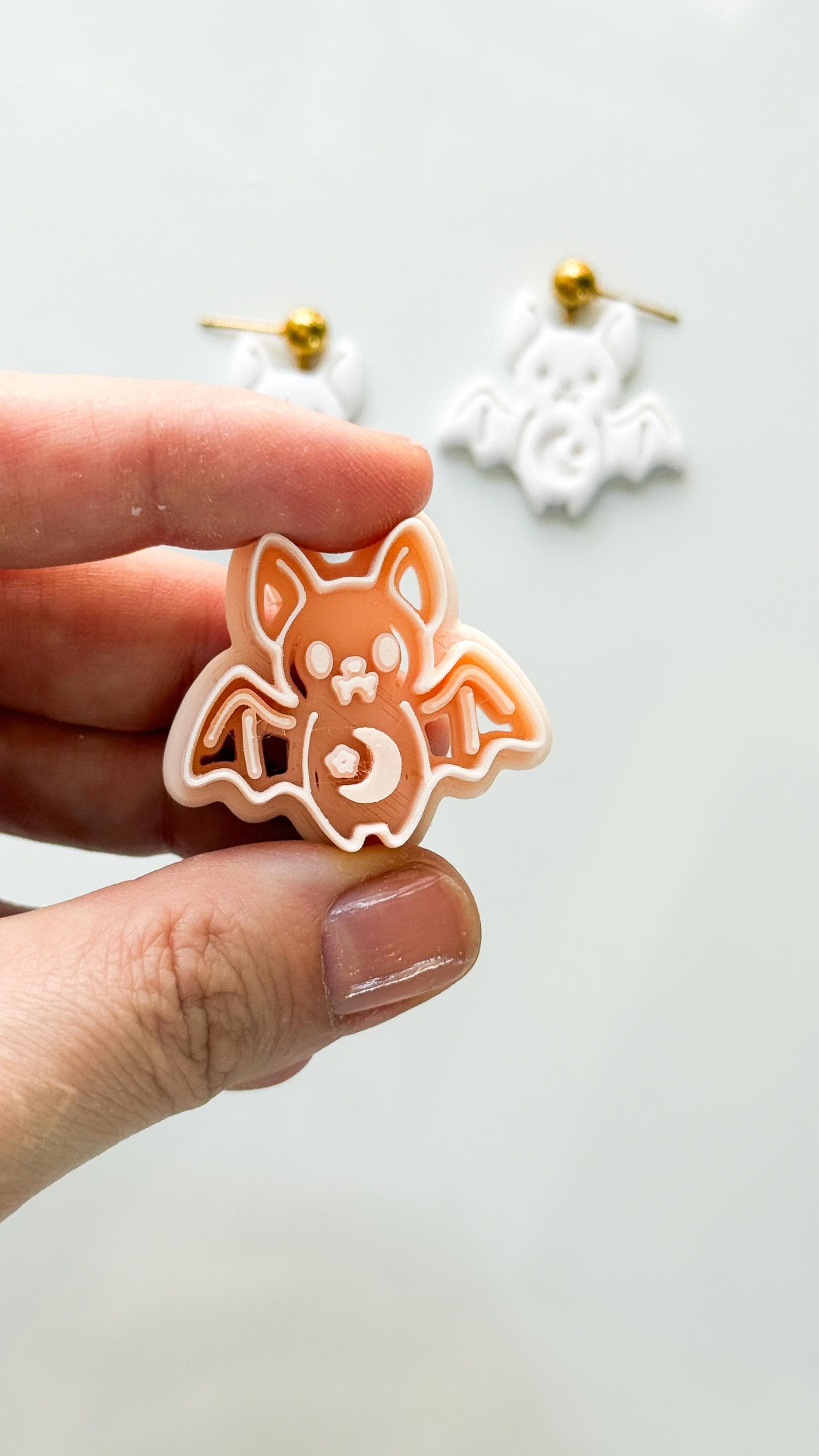 Cute Bat Cutter: Kawaii Moon Halloween Shape for Polymer Clay