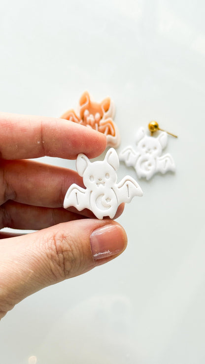Cute Bat Cutter: Kawaii Moon Halloween Shape for Polymer Clay