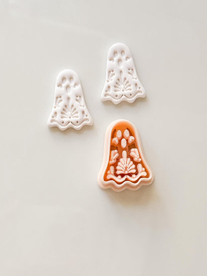 Floral Ghost Cutter: Blooming Halloween Spirit for Polymer Clay