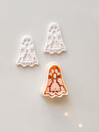 Floral Ghost Cutter: Blooming Halloween Spirit for Polymer Clay