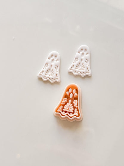 Floral Ghost Cutter: Blooming Halloween Spirit for Polymer Clay