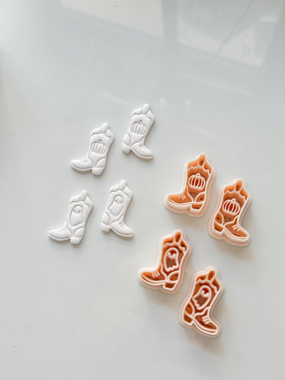 Halloween Cowboy Boots Cutter: Ghost Pumpkin Western Design for Polymer Clay