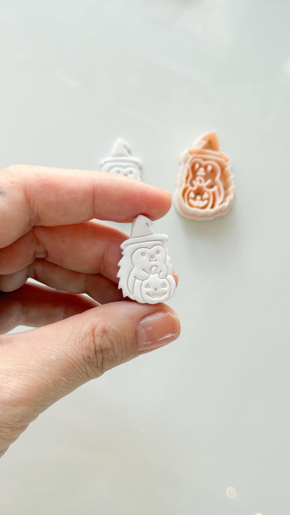 Witch Hedgehog Cutter: Pumpkin Halloween Character for Polymer Clay