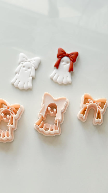 Bow Boo Cutter: Ribbon Ghost Shape for Polymer Clay