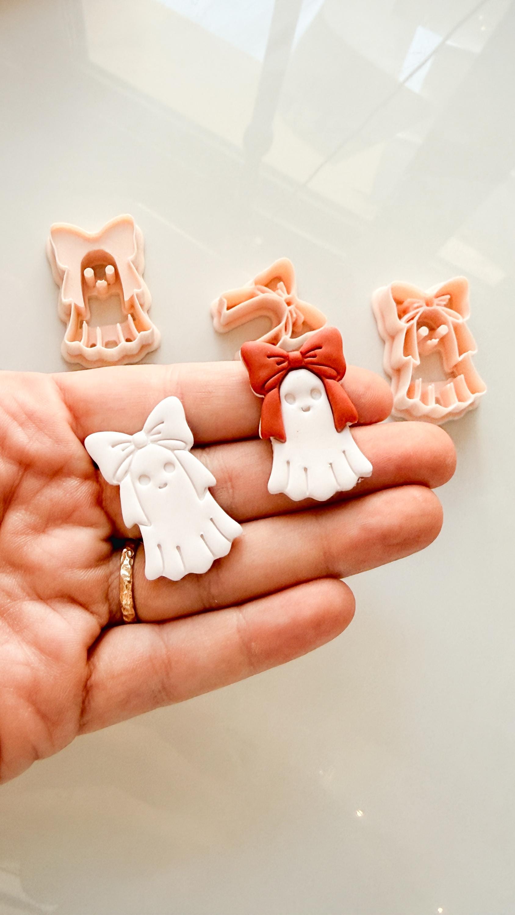 Bow Boo Cutter: Ribbon Ghost Shape for Polymer Clay