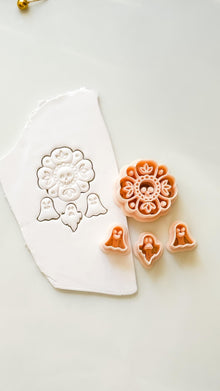 Folk Skull Flower Cutter Set: Floral Ghost Halloween Design for Polymer Clay
