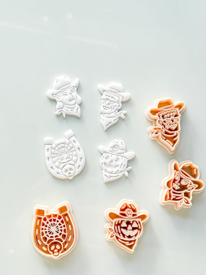 Western Halloween Cutter Set: Cowboy Spooky Designs for Polymer Clay