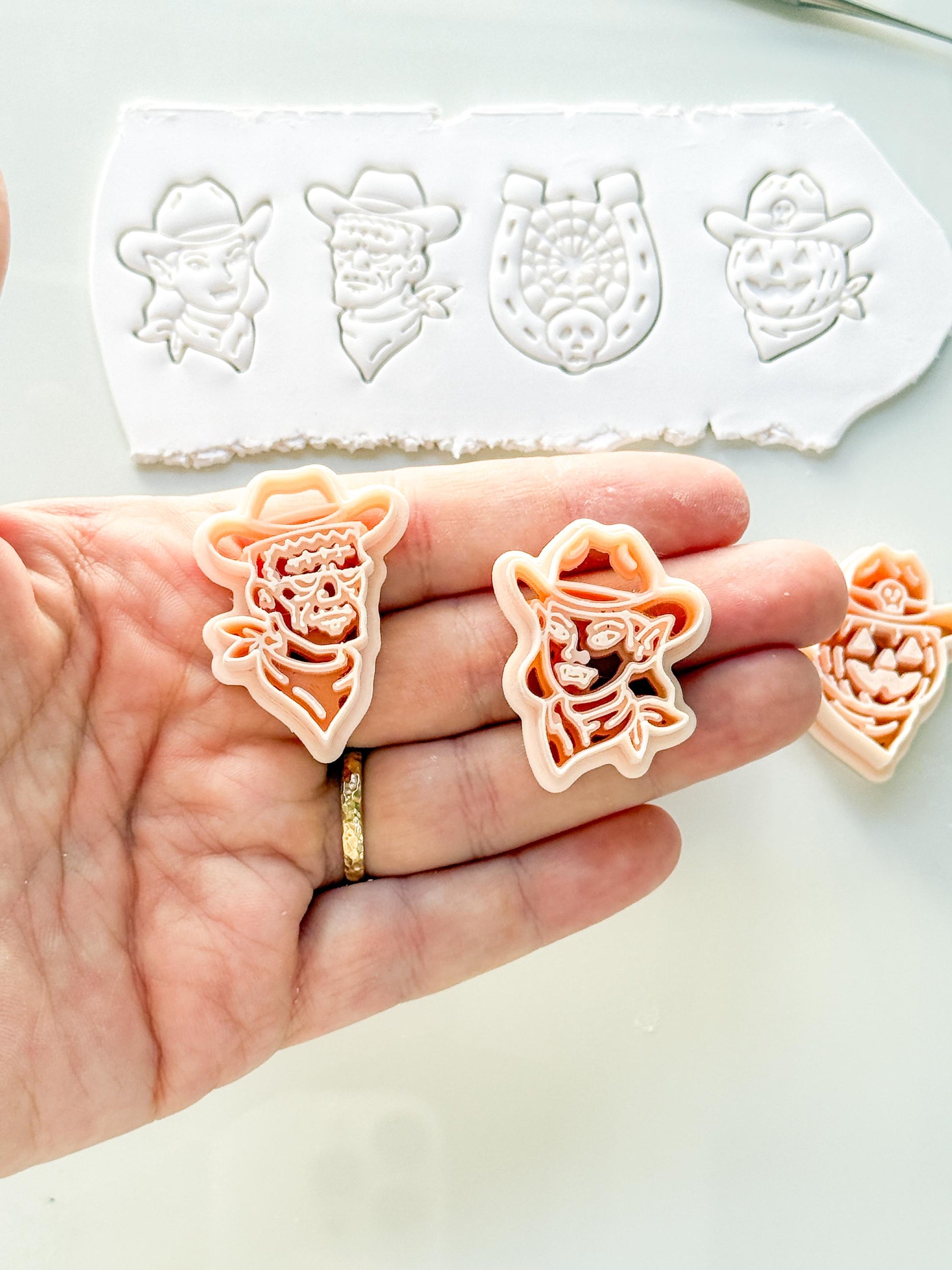 Western Halloween Cutter Set: Cowboy Spooky Designs for Polymer Clay
