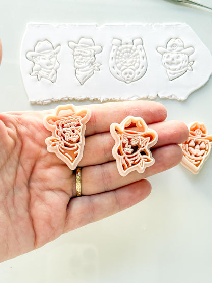 Western Halloween Cutter Set: Cowboy Spooky Designs for Polymer Clay