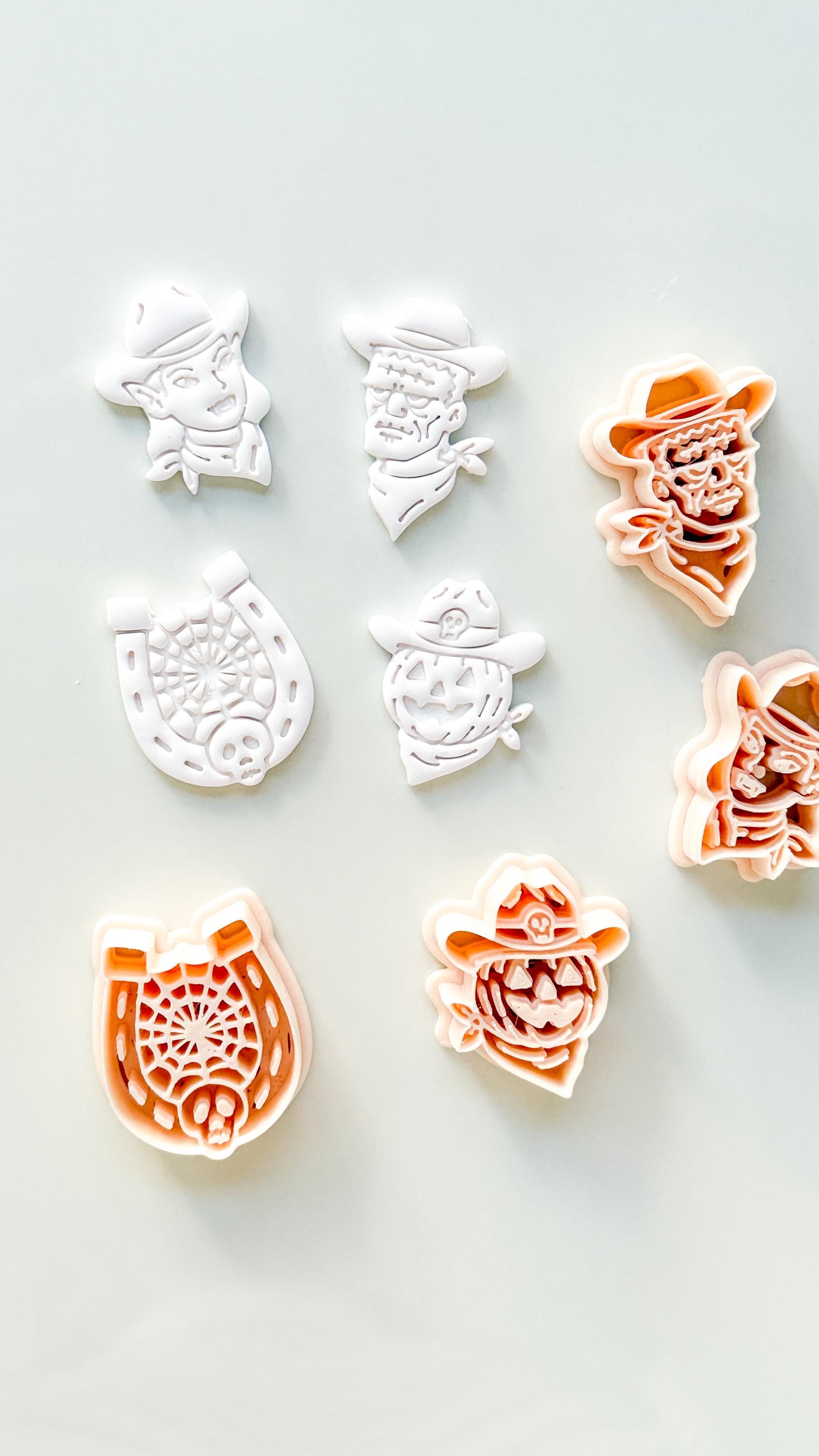 Western Halloween Cutter Set: Cowboy Spooky Designs for Polymer Clay