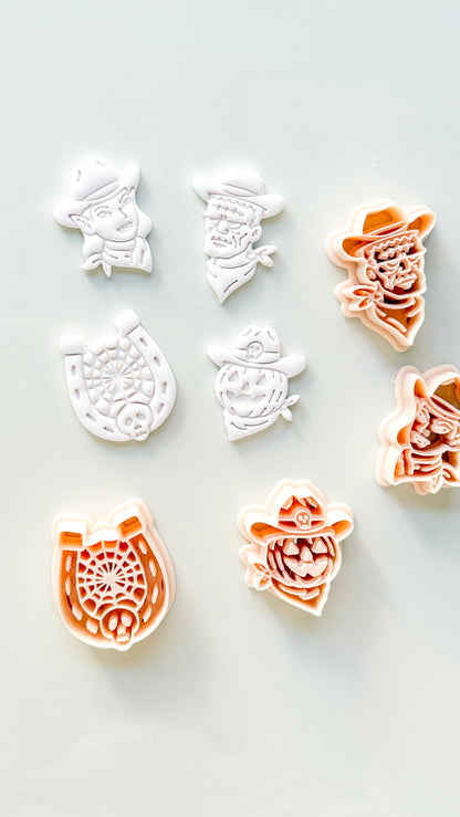 Western Halloween Cutter Set: Cowboy Spooky Designs for Polymer Clay