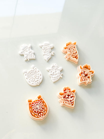 Western Halloween Cutter Set: Cowboy Spooky Designs for Polymer Clay