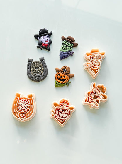 Western Halloween Cutter Set: Cowboy Spooky Designs for Polymer Clay