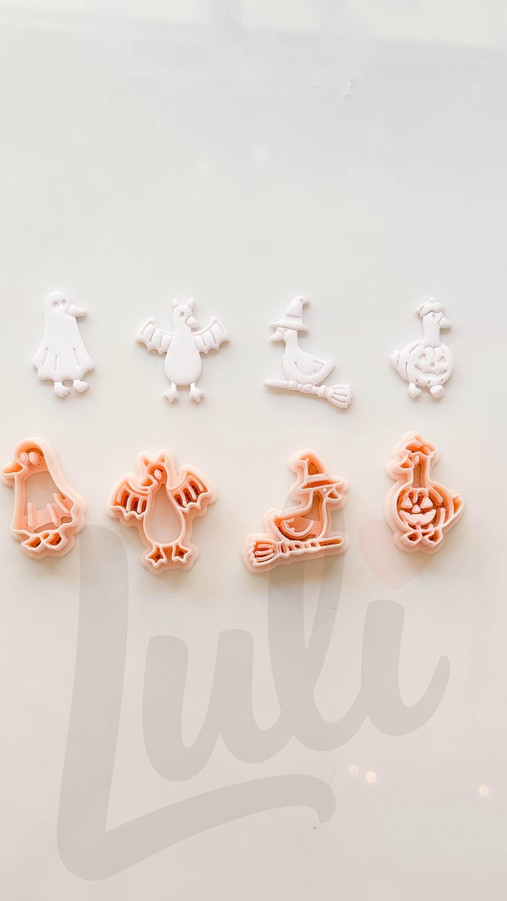 Spooky Halloween Ducks Cutter Set: Ghost Bat Witch Pumpkin for Polymer Clay