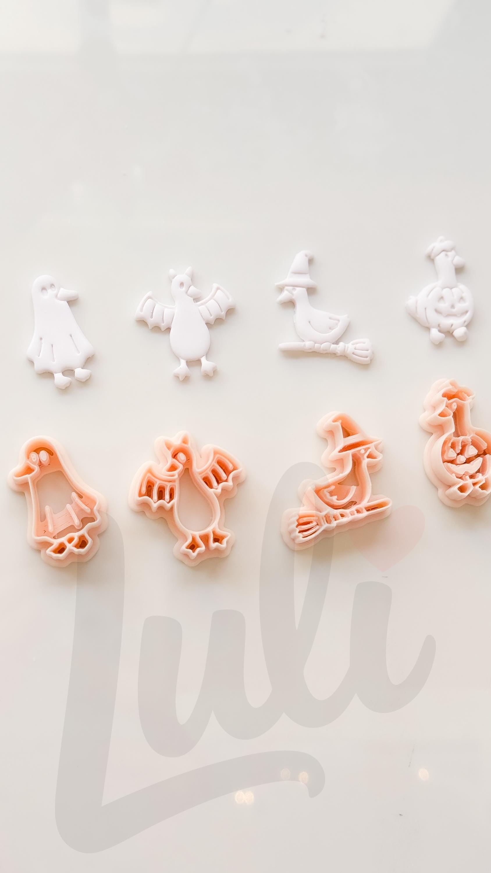 Spooky Halloween Ducks Cutter Set: Ghost Bat Witch Pumpkin for Polymer Clay