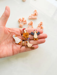 Spooky Halloween Ducks Cutter Set: Ghost Bat Witch Pumpkin for Polymer Clay