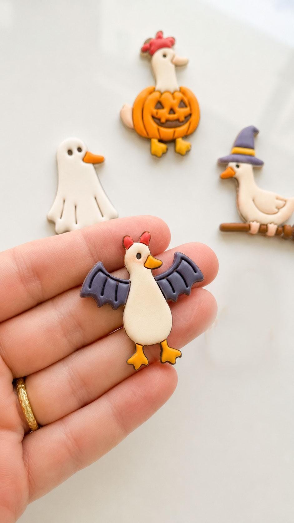 Spooky Halloween Ducks Cutter Set: Ghost Bat Witch Pumpkin for Polymer Clay