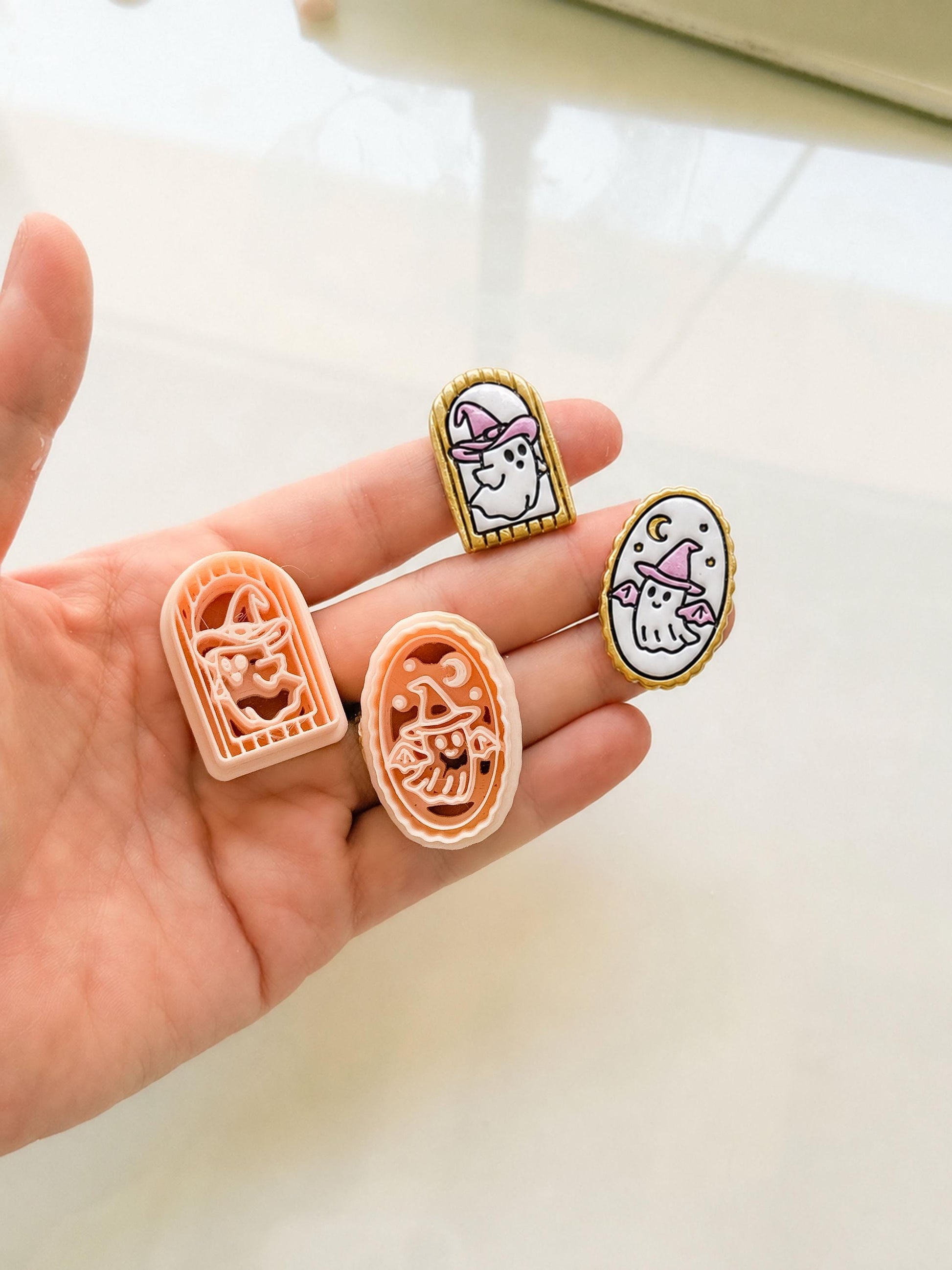 Ghost in Arched Frame Cutter: Witch Halloween Design for Polymer Clay