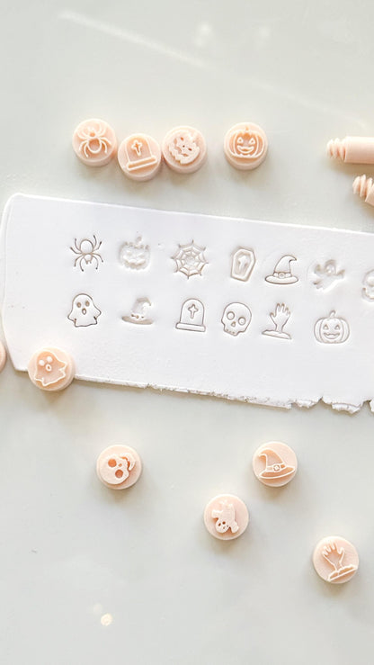 Halloween Stamp Set: Mini Spooky Motifs for Polymer Clay