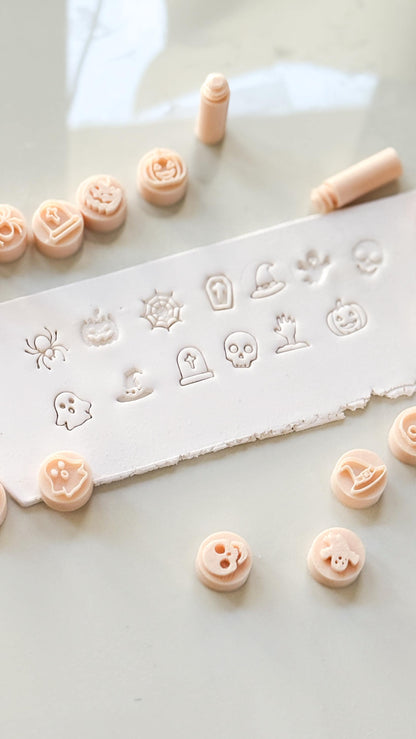 Halloween Stamp Set: Mini Spooky Motifs for Polymer Clay