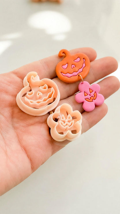 Haunted Harvest Set Cutter: Jack O'Lantern Dangle Shapes for Polymer Clay