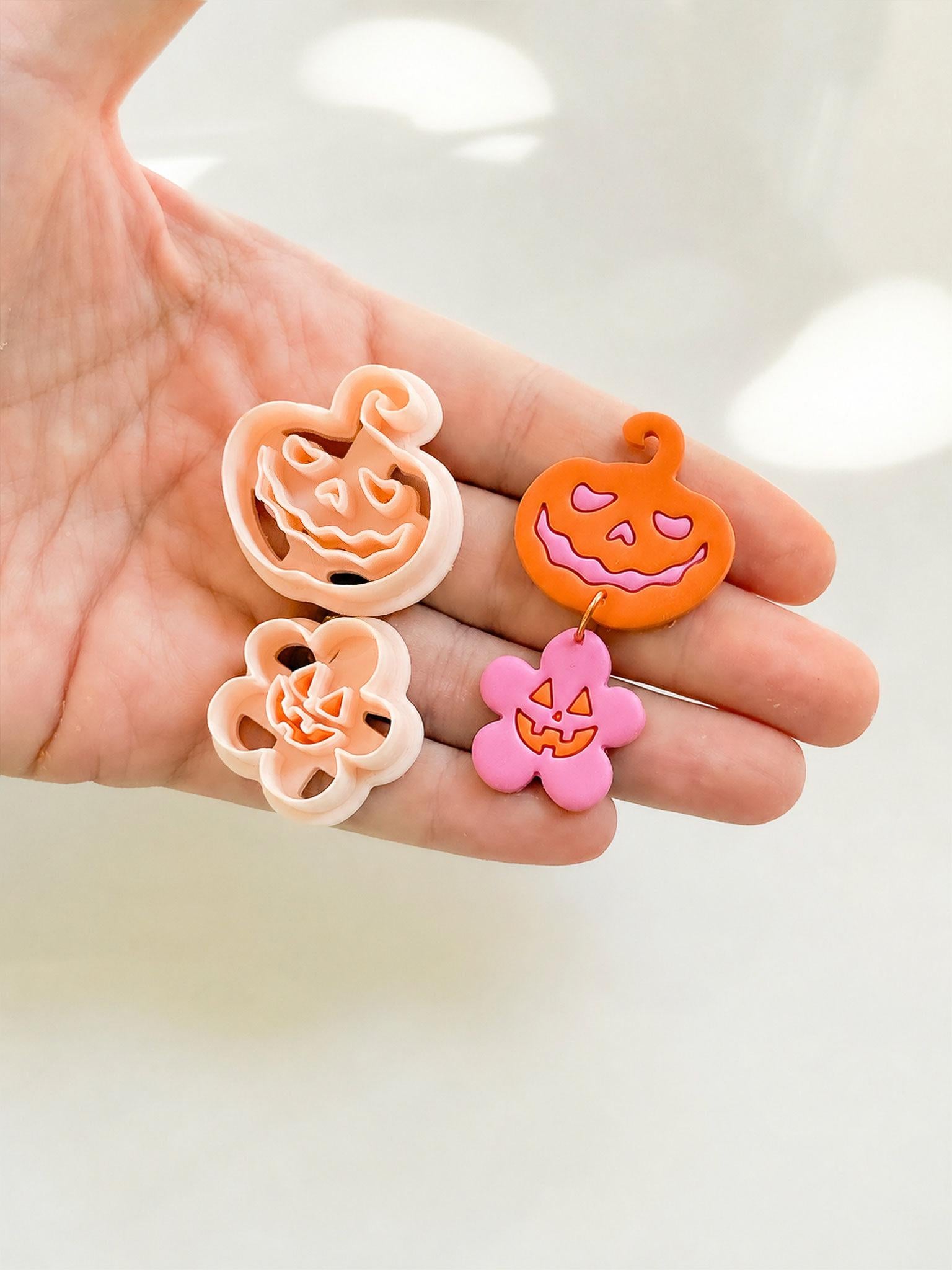 Haunted Harvest Set Cutter: Jack O'Lantern Dangle Shapes for Polymer Clay