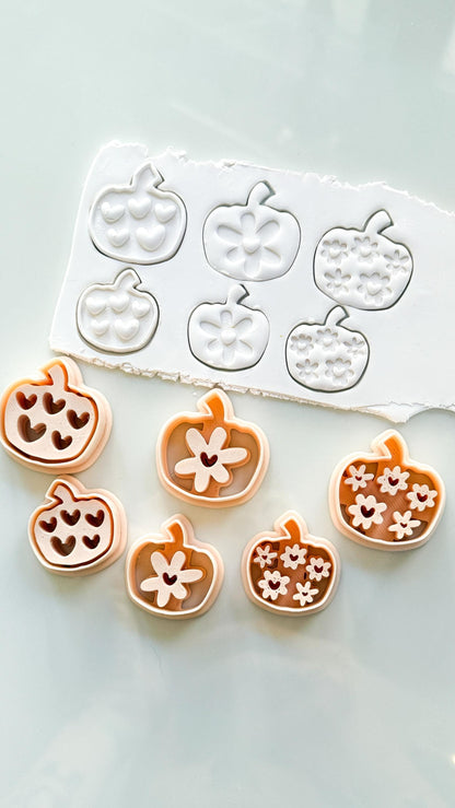 Pretty Pumpkins Cutter Set: Floral and Heart Pumpkin Shapes for Polymer Clay